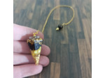 Pendule orgonite Agate noire/corail jaune/or