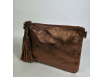 Farfouillette Pochette De Mariage Cuir Lisse Et Brillant Bronze