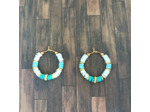 Anneaux Heishi turquoise/blanc/doré