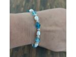 Bracelet en perles de culture et toupies Swarovski bleu