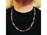 Collier pierre de lune rose/hématite