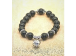 Bracelet tourmaline noire argenté/boule