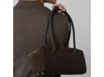Lancaster Suède Cube Sac Rectangle En Cuir Velours 530-53 Marron
