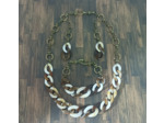 Parure 3pcs gros maillons marron/beige et bronze