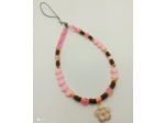 Bijou de portable marron/rose/doré "MERCI LA VIE"