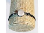Bracelet élastique argenté/noir/blanc nacré