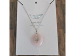Pendentif quartz rose arbre de vie argenté