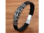 Bracelet tendance en cuir véritable pour hommes 18