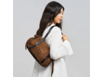 Lancaster Velvet Emma Sac Porté Epaule 518-096 Aspect Suédine Camel Léopard