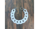 Bracelet gros maillons blanc argenté 22mm
