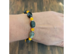 Bracelet agate Africaine et nacre jaune argenté