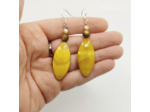 Boucles d'oreilles en perles de nacre orange/marron/blanc