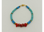 Bracelet hématite/corail rouge/turquoise 3
