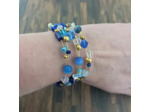 Bracelet mémoire de forme 3 rangs bleu/blanc/doré