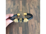 Bracelet cuir homme lions doré
