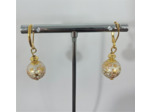 Boucles d'oreilles émaillées blanc/doré