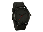 Montre-bracelet en cuir, noir, pour hommes