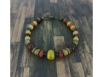 Bracelet œil de chat/agate orange/jaspe rouge et bronze