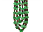 Collier 4 rangs bois marron/vert