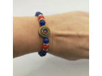 Bracelet lapis lazuli/jade rouge, perle tibétaine