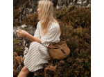 Bleu de Chauffe Sac Musette Demi Lune Margot Cuir Velours Tabac