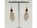 Boucles d'oreilles en perles de nacre blanc/marron/vert