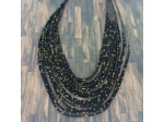 Collier multicouches (20) en perles de rocaille noir/doré