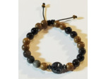 Perles en bois zébré, obsidienne, hématite, arbre de vie, ajustable