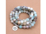 Collier ou bracelet Mala 108 perles en Amazonite et Lotus