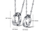 Pendentifs de couple en zircon cubique et acier inox