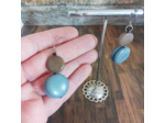 Boucles d'oreilles Félixia bleu-gris en ivoire végétal