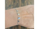 Bracelet carte "Je t'aime" chaîne et breloques en acier inox