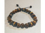 Perles en bois noir/marron + œil de tigre, ajustable