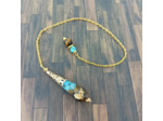 Pendentif orgonite turquoise/œil de tigre/feuilles d'or