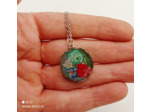 Pendentif résine rond fleurs/argenté #20