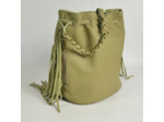 Mila Louise Milea C1 Sac Seau Frangé Cuir Grainé Oyster