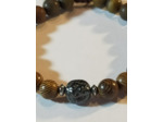 Perles en bois zébré, hématite, Œil de tigre mat, lion, ajustable