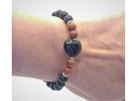 Bracelet pierres de sable bleu/doré cœur