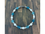 Bracelet en perles de culture et toupies Swarovski bleu