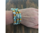 Bracelet mémoire de forme 3 rangs bleu/jaune/argenté
