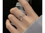 Bague en argent  chaîne/cœur/goute