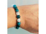 Bracelet ajustable apatite bleu / cristal de roche craquelé