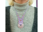 Collier tissé en perles naturelles rose/violet