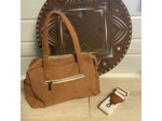 Farfouillette Sac Shopping En Velours Camel