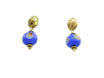 Boucles d'oreilles puce ondulée perle Murano bleue Sillage