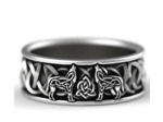 Bague homme 2 loups en argent plaqué