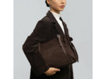 Lancaster Velvet Emma Grand Sac Porté Epaule 518-097 Aspect Suédine Marron