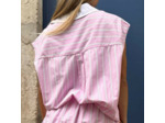 CHEMISE RAYÉE ROSE SANS MANCHES