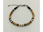 Bracelet homme Jaspe paysage/onyx/turquoise blanc