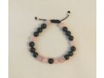 Bracelet ajustable obsidienne / quartz rose